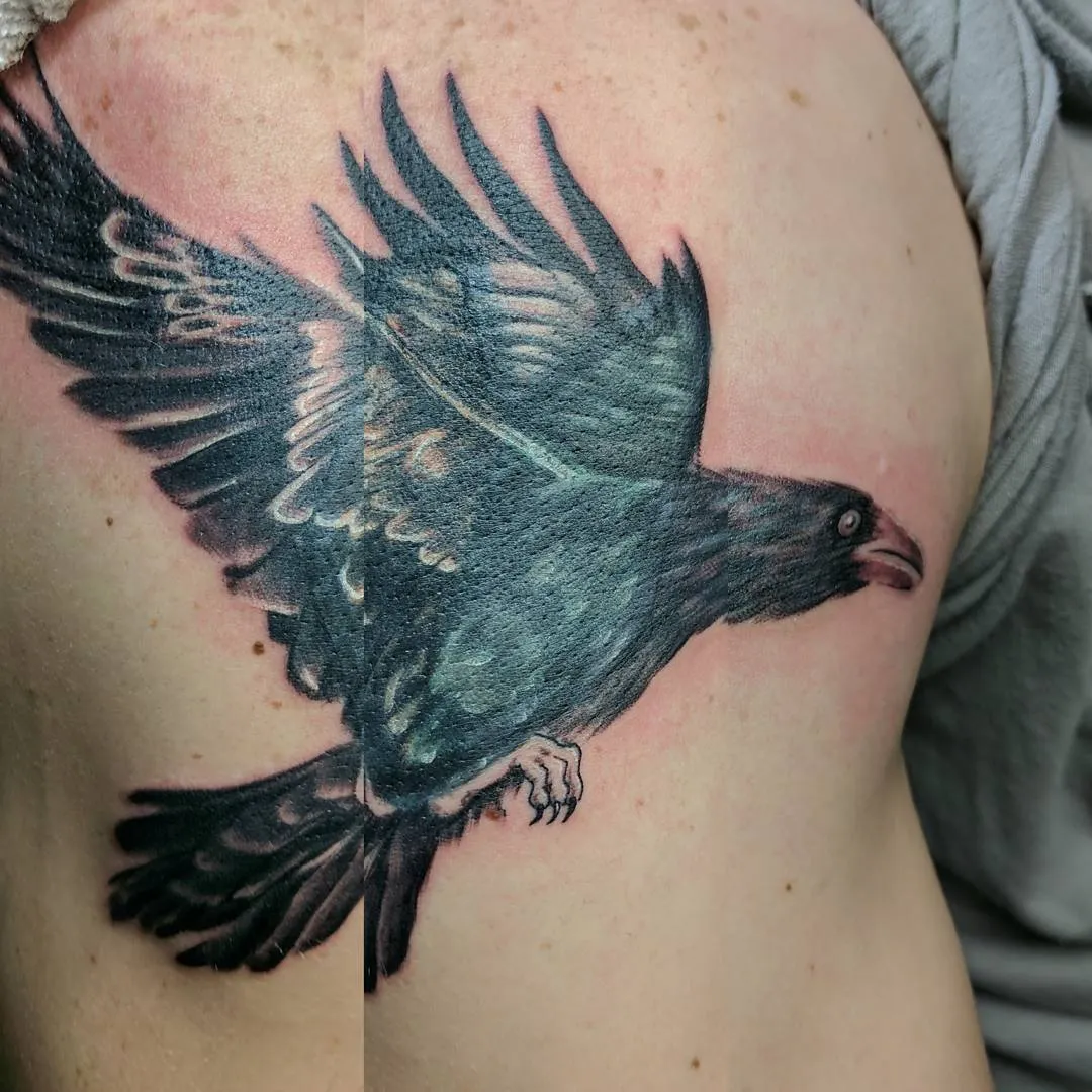 custom tattoos tattoo by TJ Cornelius at Fallen Raven Tattoo Studio in Simpsonville, SC