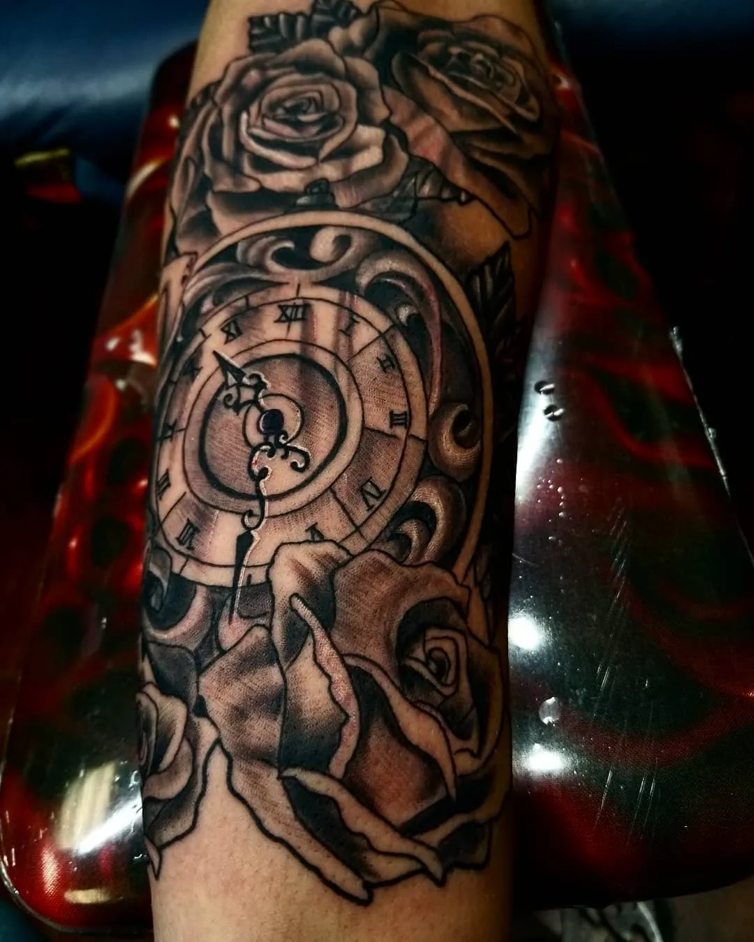 black & grey realism tattoo by Pete Delia at Fallen Raven Tattoo Studio in Simpsonville, SC