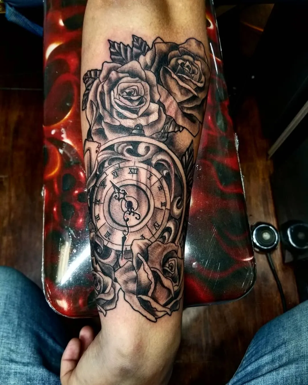 black & grey realism tattoo by Pete Delia at Fallen Raven Tattoo Studio in Simpsonville, SC