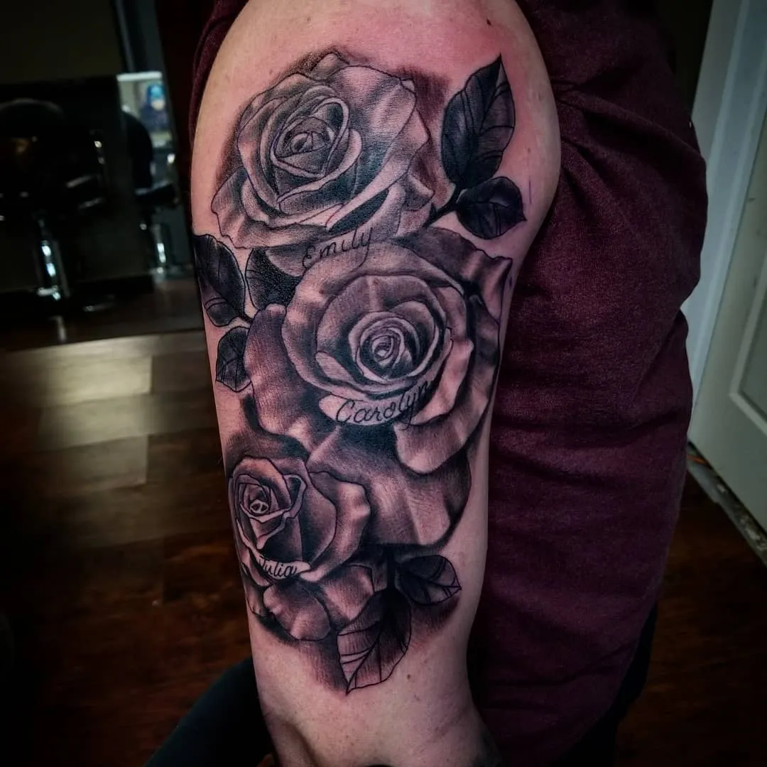 black & grey realism tattoo by Pete Delia at Fallen Raven Tattoo Studio in Simpsonville, SC