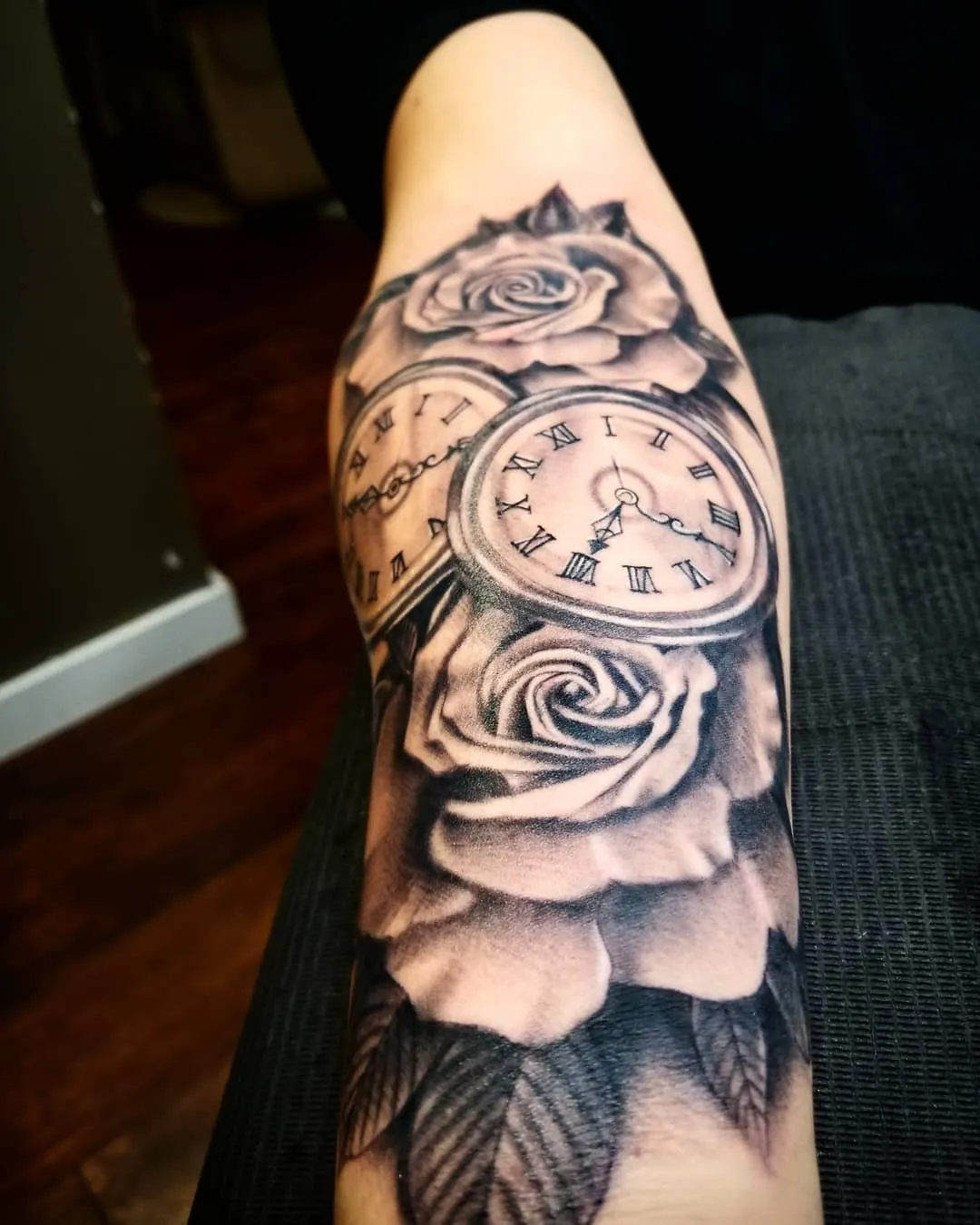 black & grey realism tattoo by Pete Delia at Fallen Raven Tattoo Studio in Simpsonville, SC