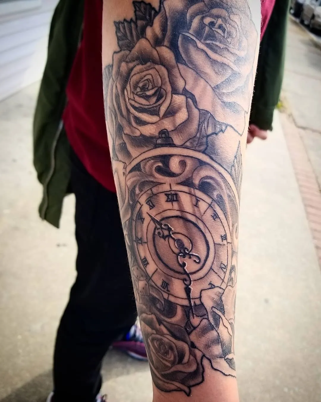black & grey realism tattoo by Pete Delia at Fallen Raven Tattoo Studio in Simpsonville, SC