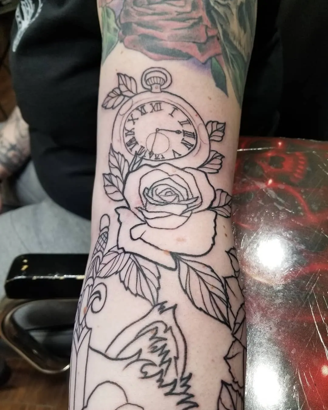 black & grey realism tattoo by Pete Delia at Fallen Raven Tattoo Studio in Simpsonville, SC