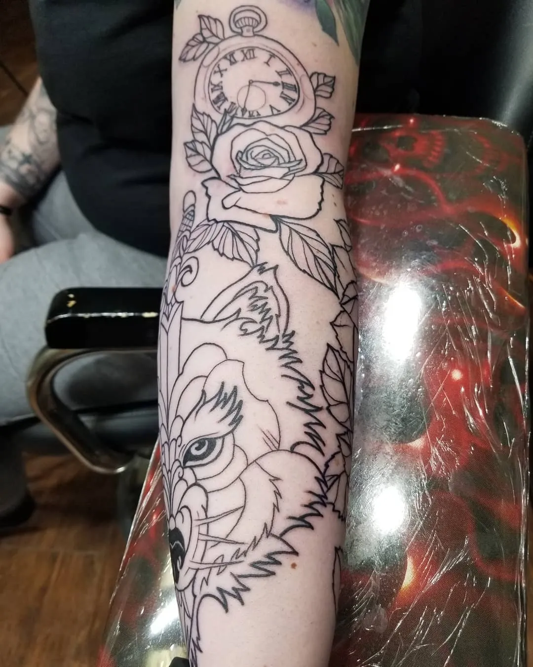 black & grey realism tattoo by Pete Delia at Fallen Raven Tattoo Studio in Simpsonville, SC