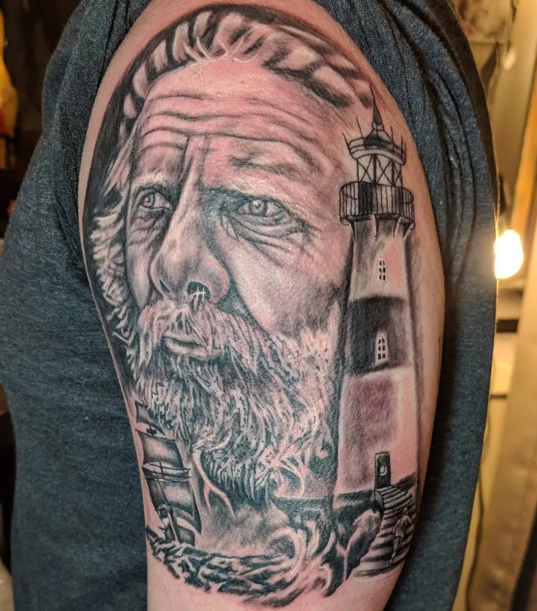 black & grey realism tattoo by TJ Cornelius at Fallen Raven Tattoo Studio in Simpsonville, SC