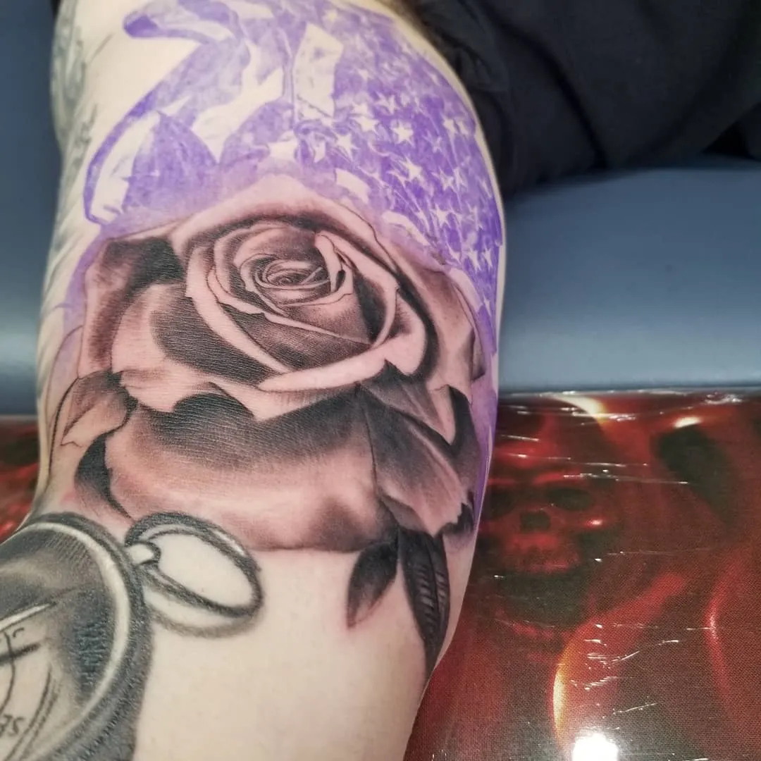 black & grey realism tattoo by Pete Delia at Fallen Raven Tattoo Studio in Simpsonville, SC