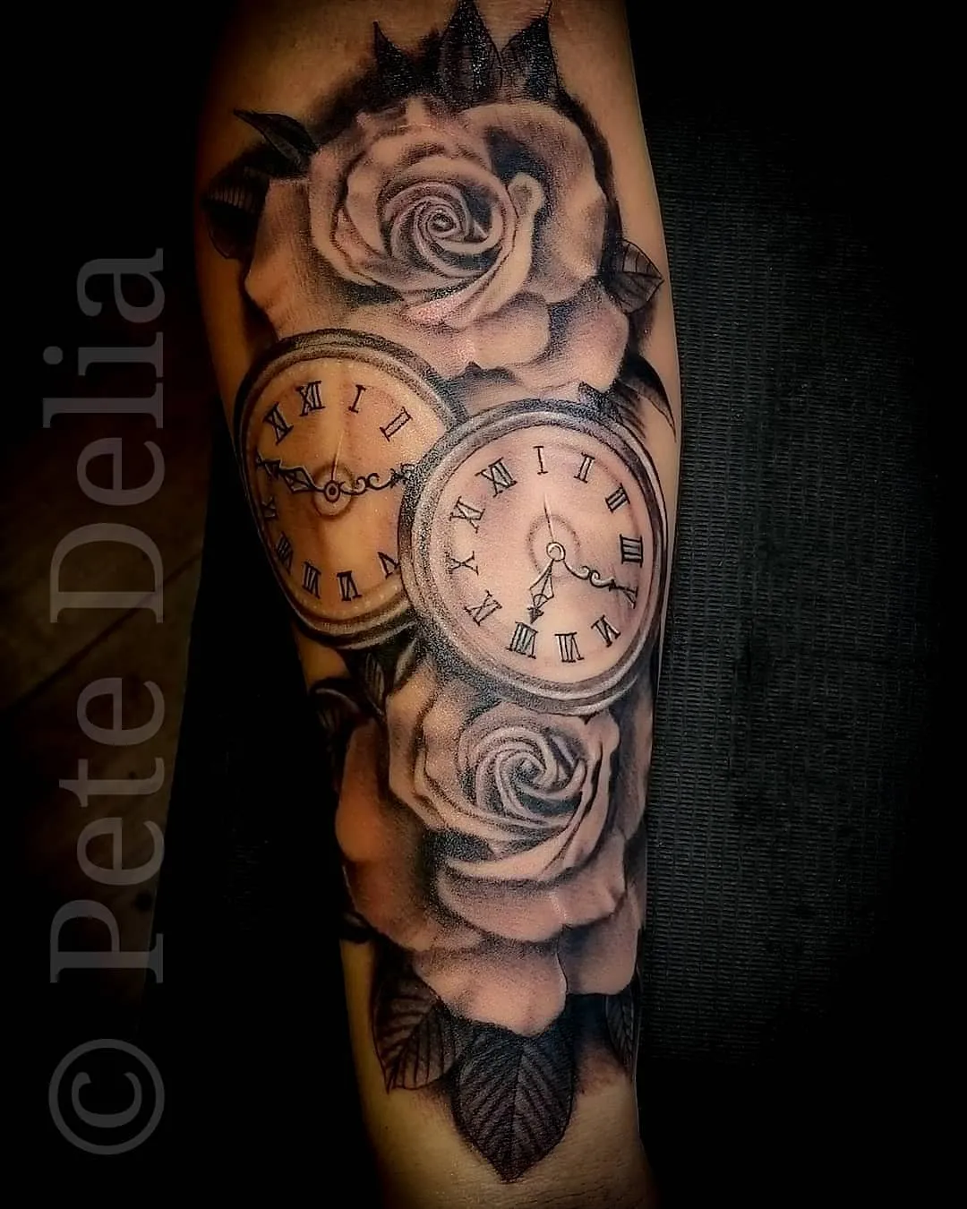 black & grey realism tattoo by Pete Delia at Fallen Raven Tattoo Studio in Simpsonville, SC