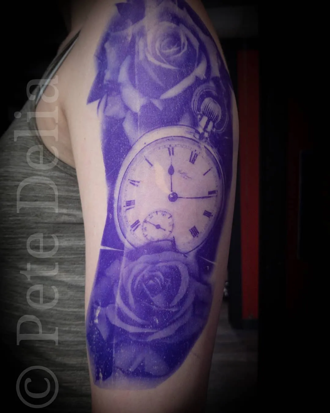black & grey realism tattoo by Pete Delia at Fallen Raven Tattoo Studio in Simpsonville, SC