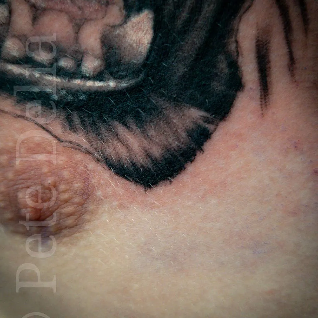 black & grey realism tattoo by Pete Delia at Fallen Raven Tattoo Studio in Simpsonville, SC