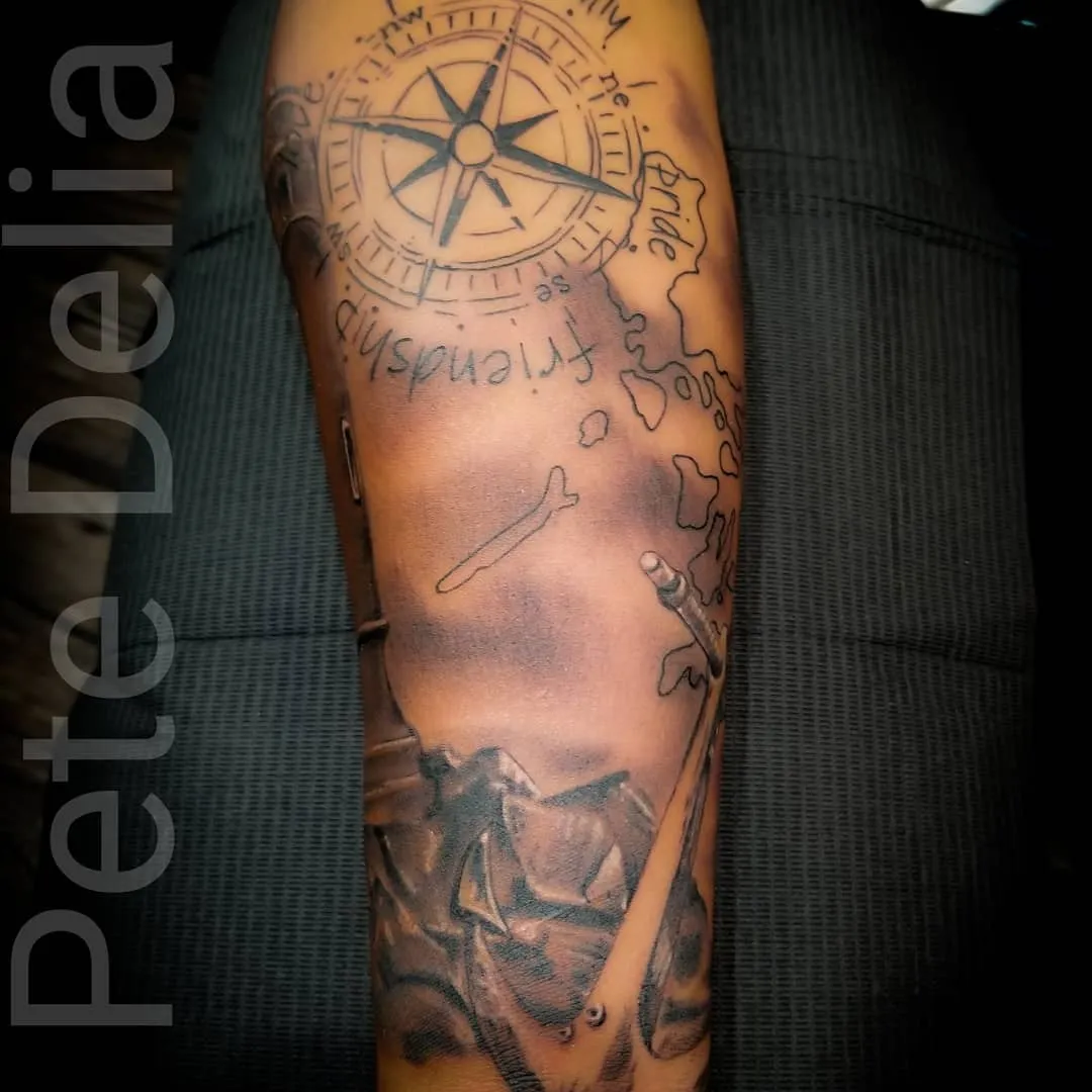 black & grey realism tattoo by Pete Delia at Fallen Raven Tattoo Studio in Simpsonville, SC