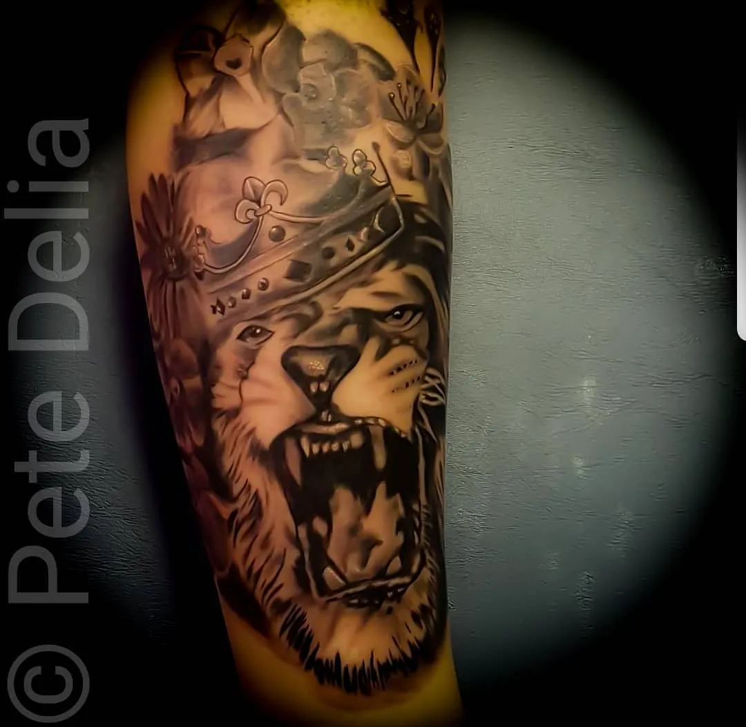 black & grey realism tattoo by Pete Delia at Fallen Raven Tattoo Studio in Simpsonville, SC