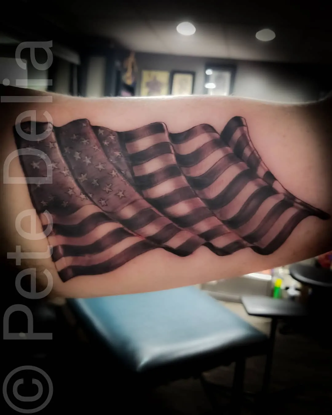black & grey realism tattoo by Pete Delia at Fallen Raven Tattoo Studio in Simpsonville, SC