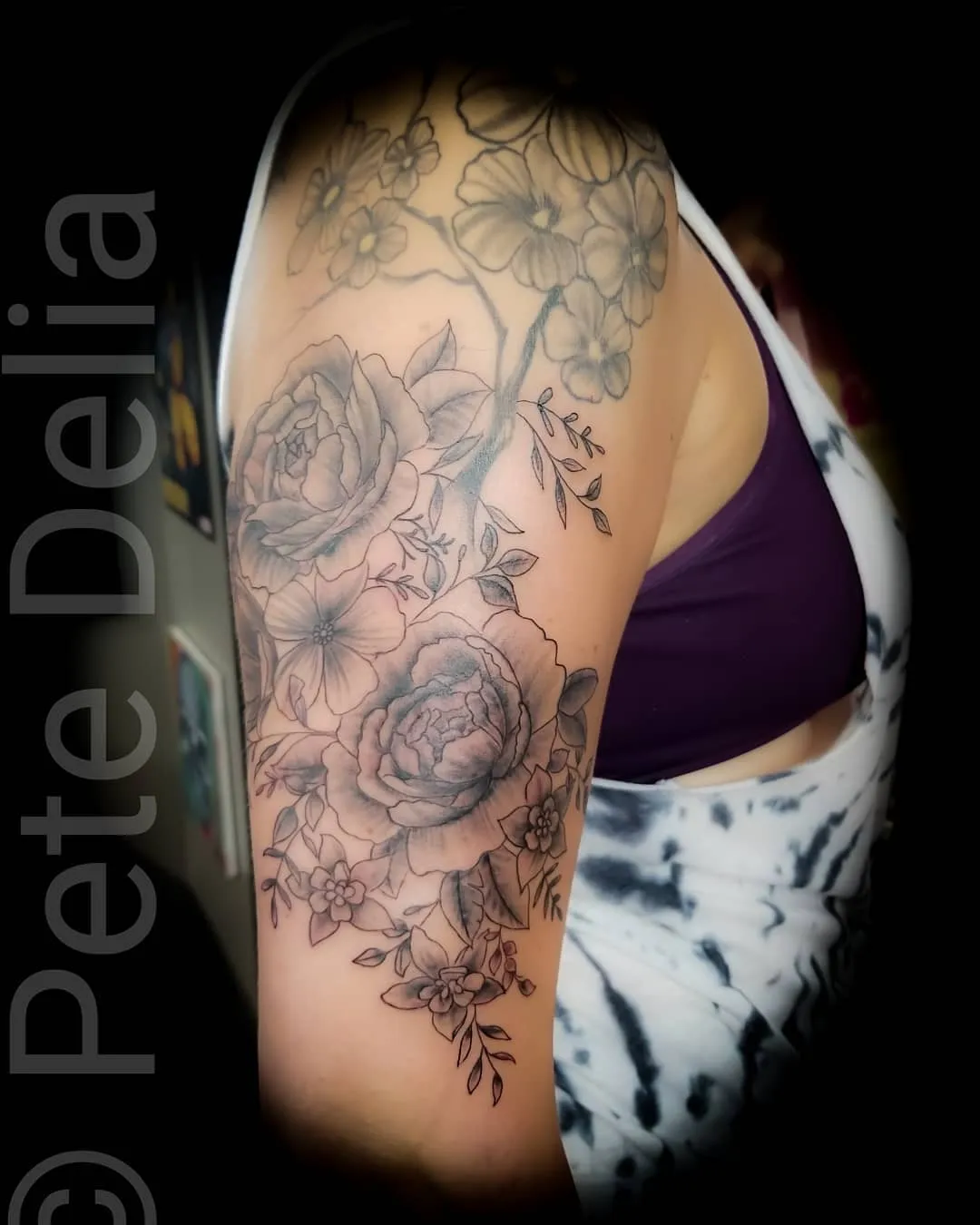 black & grey realism tattoo by Pete Delia at Fallen Raven Tattoo Studio in Simpsonville, SC