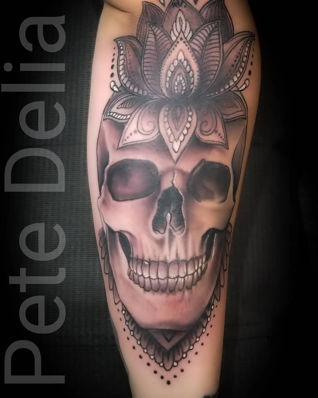 black & grey realism tattoo by Pete Delia at Fallen Raven Tattoo Studio in Simpsonville, SC