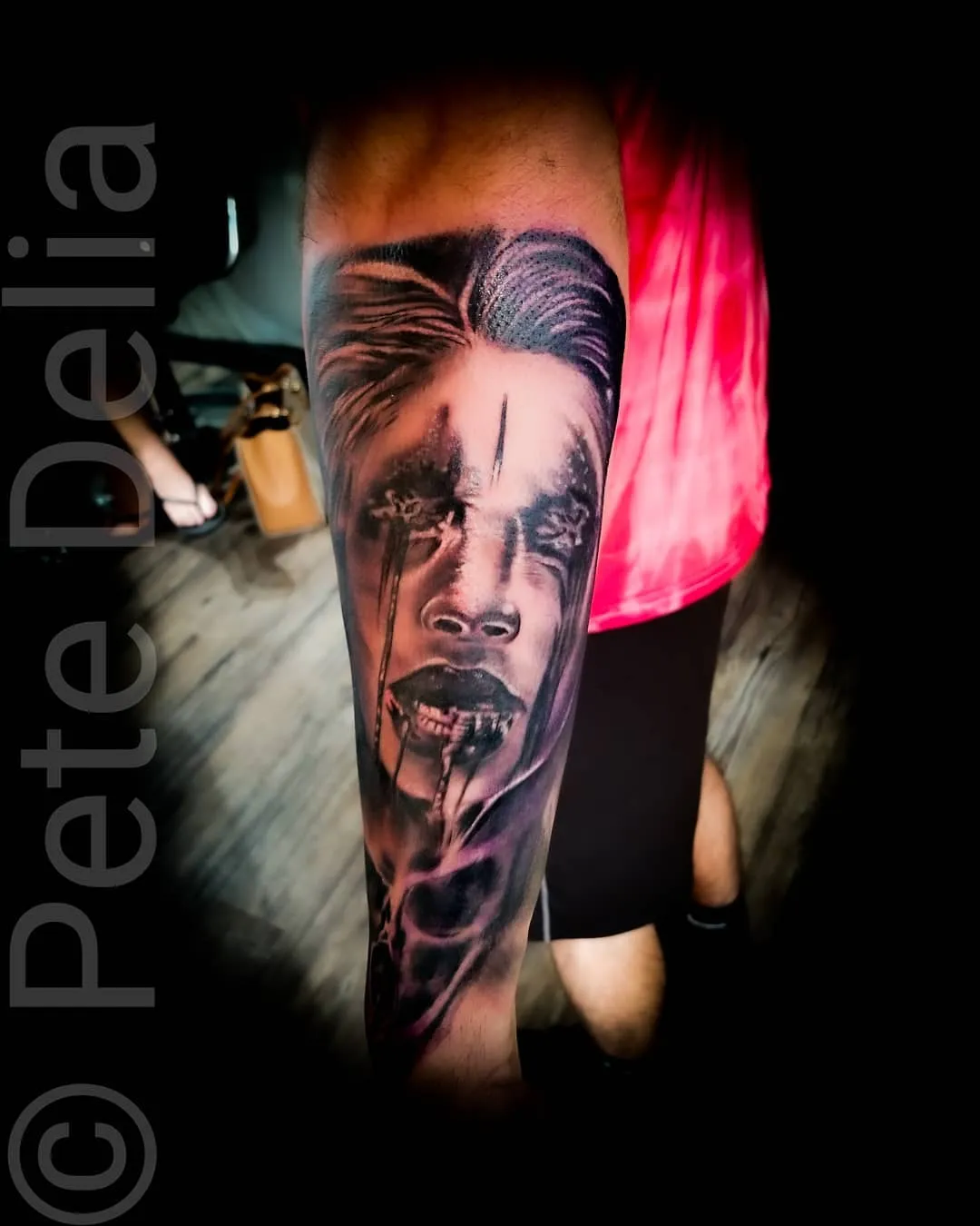 black & grey realism tattoo by Pete Delia at Fallen Raven Tattoo Studio in Simpsonville, SC