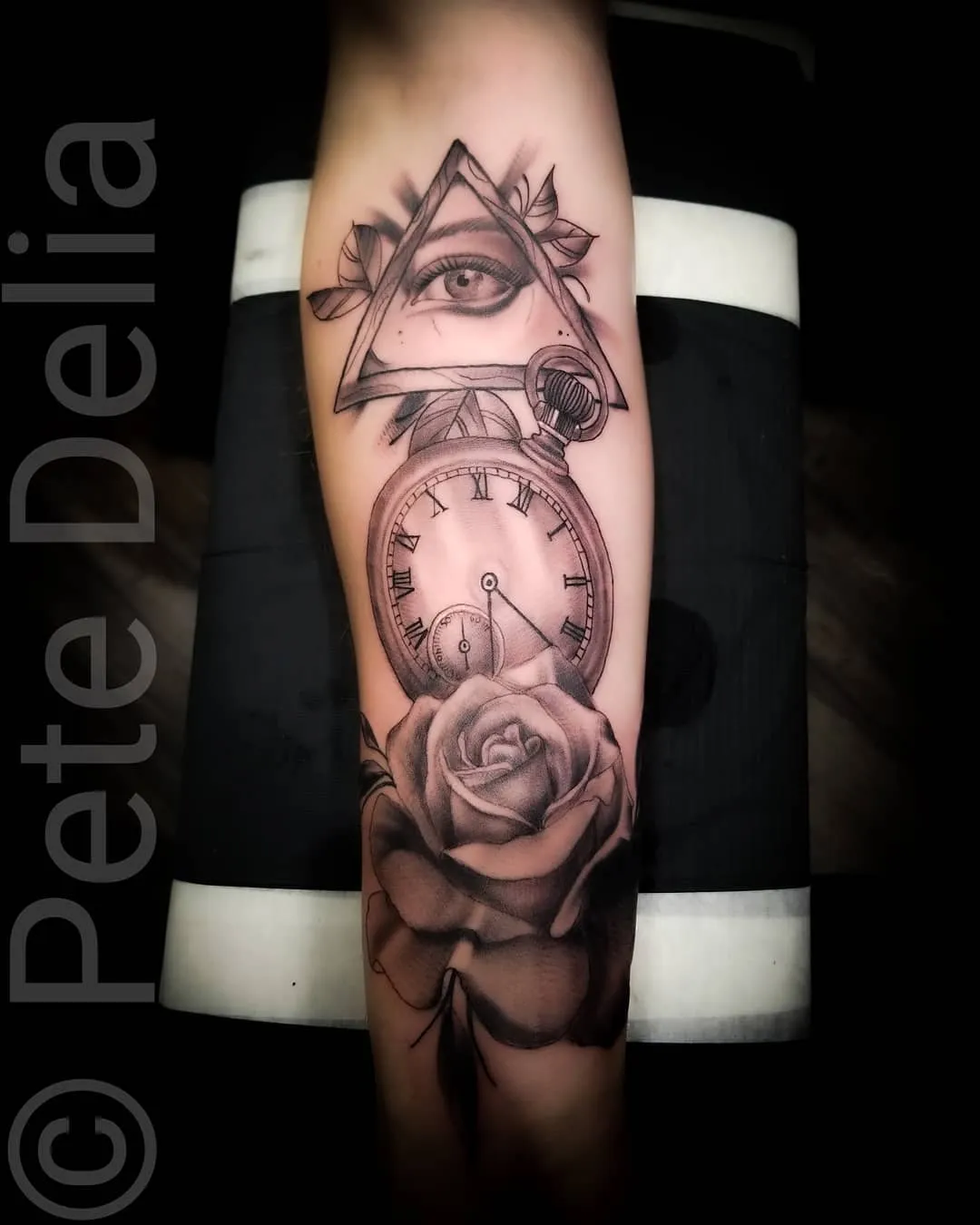 black & grey realism tattoo by Pete Delia at Fallen Raven Tattoo Studio in Simpsonville, SC