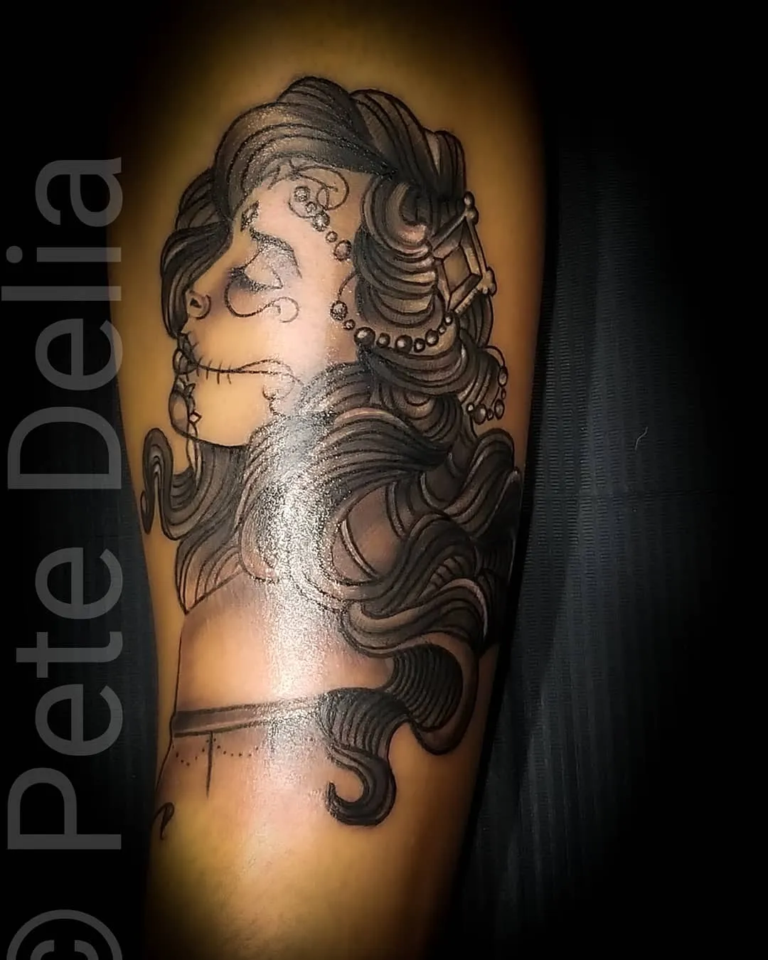 black & grey realism tattoo by Pete Delia at Fallen Raven Tattoo Studio in Simpsonville, SC