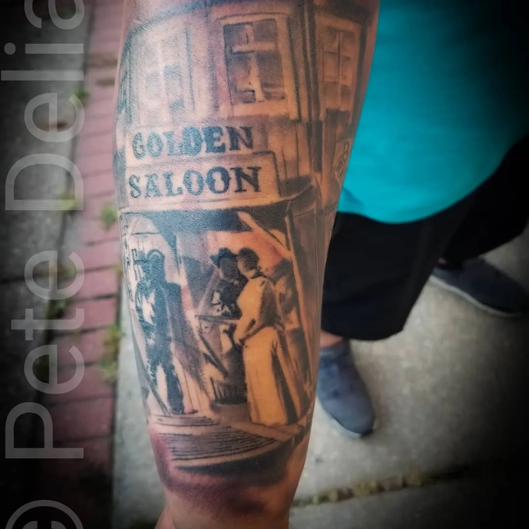 black & grey realism tattoo by Pete Delia at Fallen Raven Tattoo Studio in Simpsonville, SC