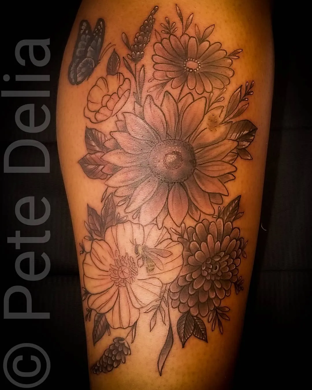 black & grey realism tattoo by Pete Delia at Fallen Raven Tattoo Studio in Simpsonville, SC