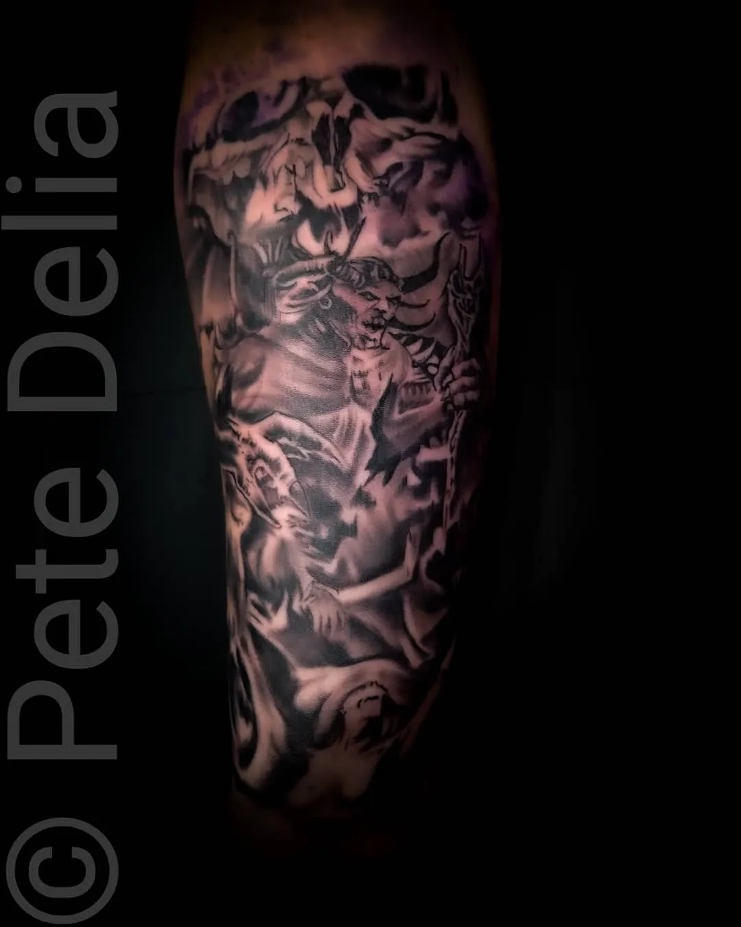 black & grey realism tattoo by Pete Delia at Fallen Raven Tattoo Studio in Simpsonville, SC