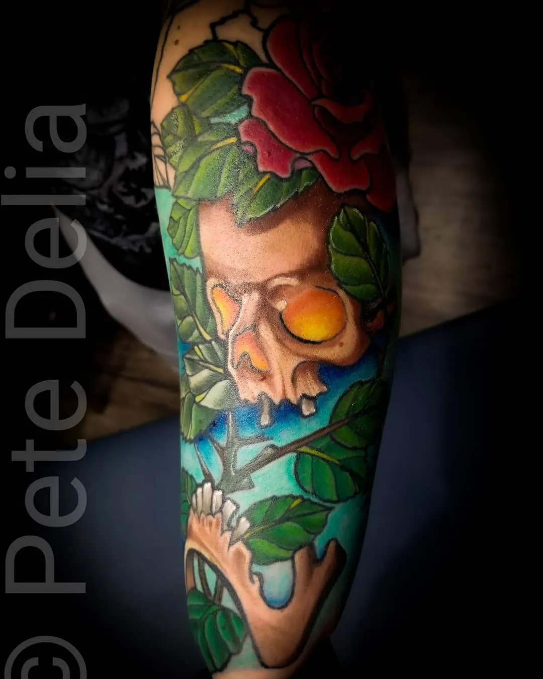 black & grey realism tattoo by Pete Delia at Fallen Raven Tattoo Studio in Simpsonville, SC