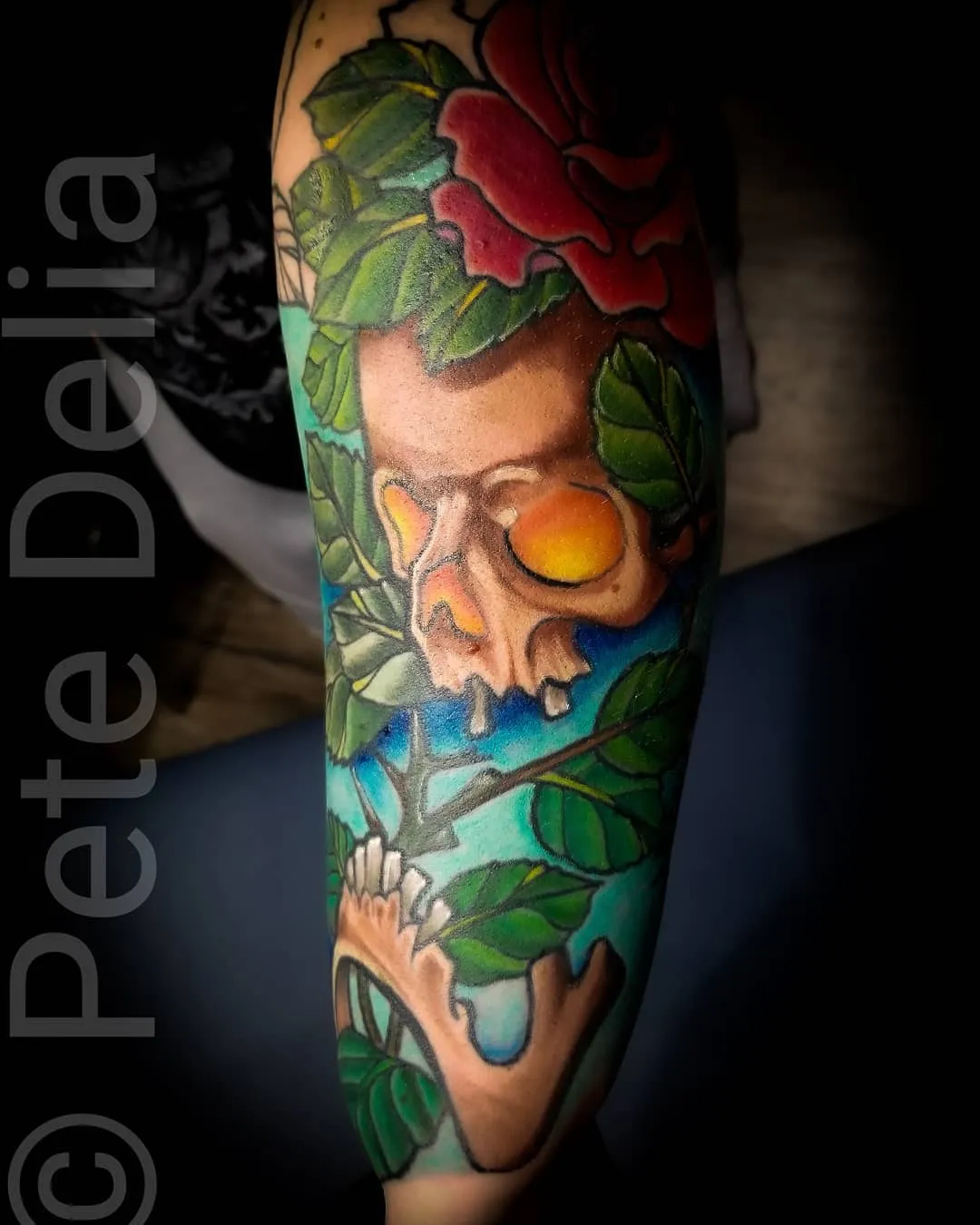black & grey realism tattoo by Pete Delia at Fallen Raven Tattoo Studio in Simpsonville, SC