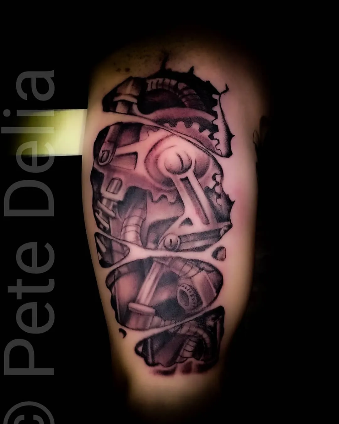 black & grey realism tattoo by Pete Delia at Fallen Raven Tattoo Studio in Simpsonville, SC