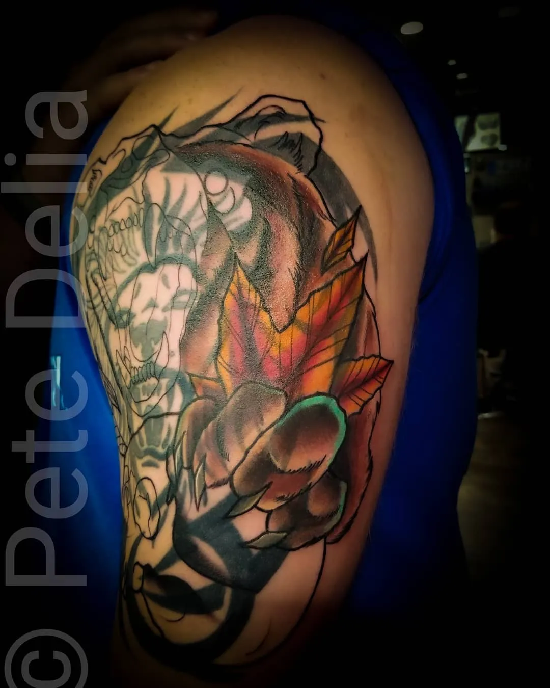 black & grey realism tattoo by Pete Delia at Fallen Raven Tattoo Studio in Simpsonville, SC