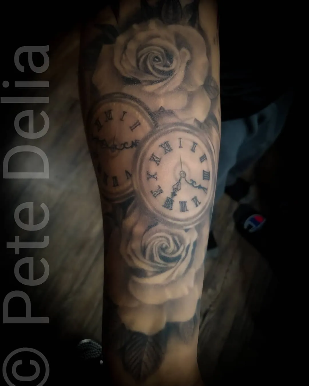 black & grey realism tattoo by Pete Delia at Fallen Raven Tattoo Studio in Simpsonville, SC