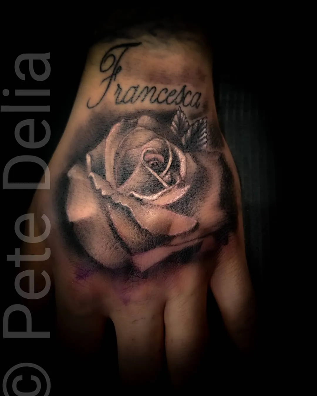 black & grey realism tattoo by Pete Delia at Fallen Raven Tattoo Studio in Simpsonville, SC