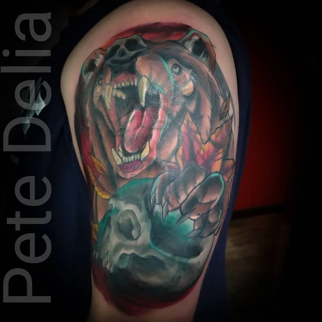 black & grey realism tattoo by Pete Delia at Fallen Raven Tattoo Studio in Simpsonville, SC