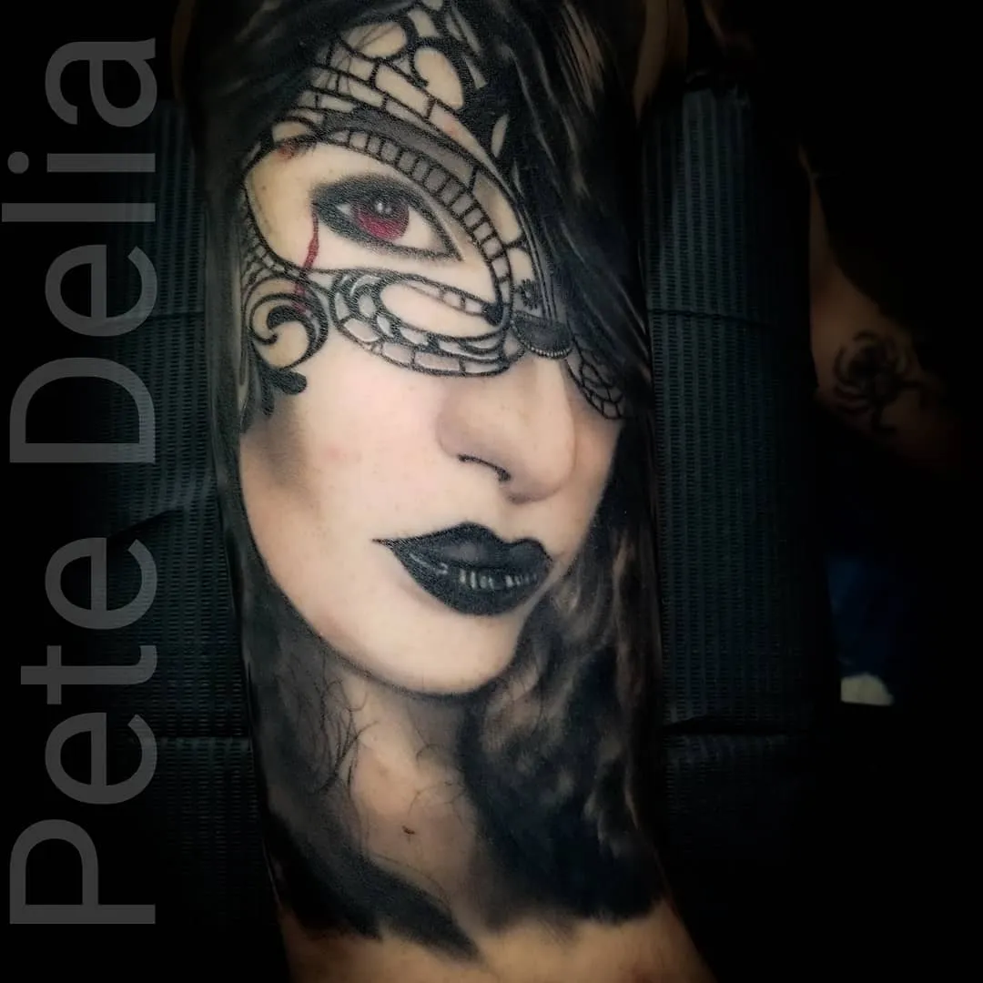black & grey realism tattoo by Pete Delia at Fallen Raven Tattoo Studio in Simpsonville, SC