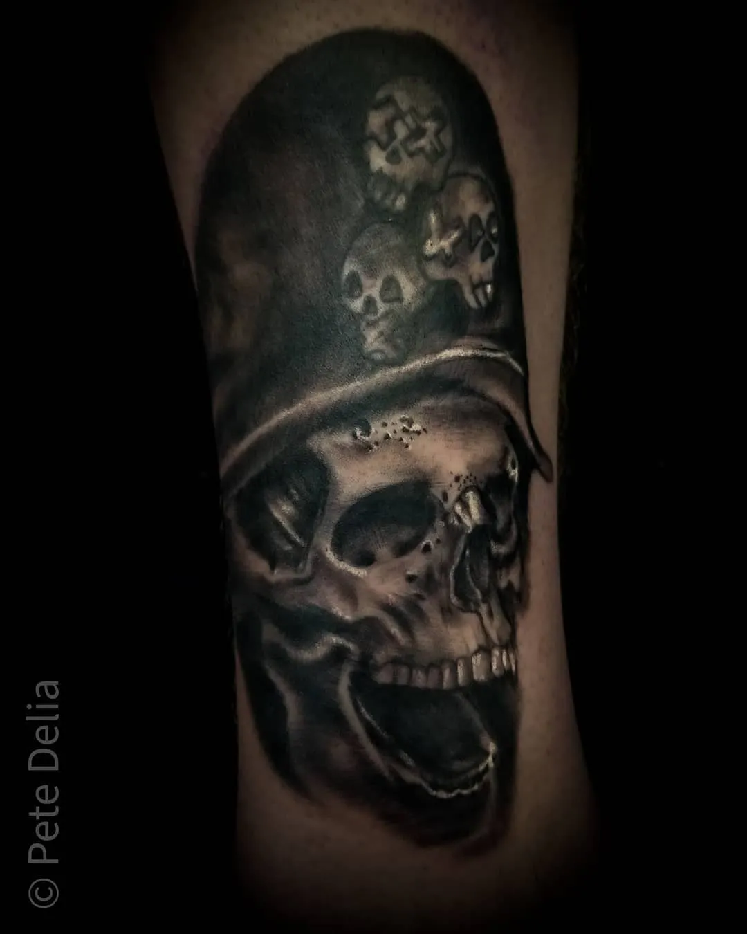 black & grey realism tattoo by Pete Delia at Fallen Raven Tattoo Studio in Simpsonville, SC