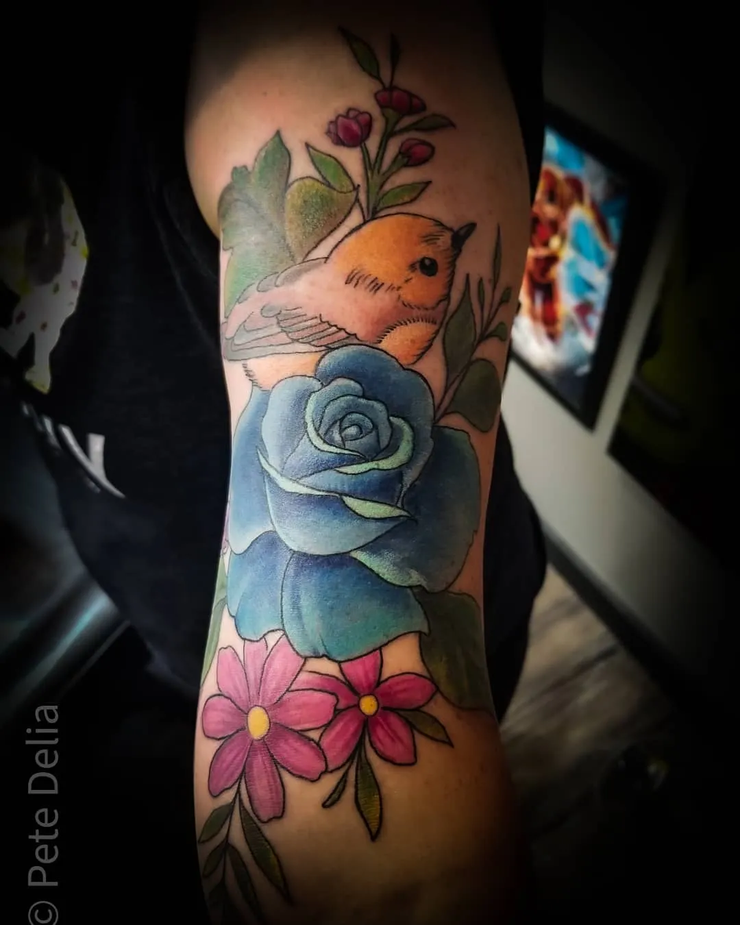 black & grey realism tattoo by Pete Delia at Fallen Raven Tattoo Studio in Simpsonville, SC