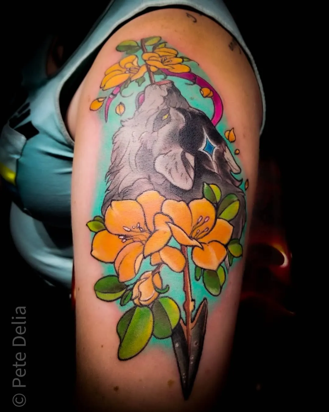 black & grey realism tattoo by Pete Delia at Fallen Raven Tattoo Studio in Simpsonville, SC