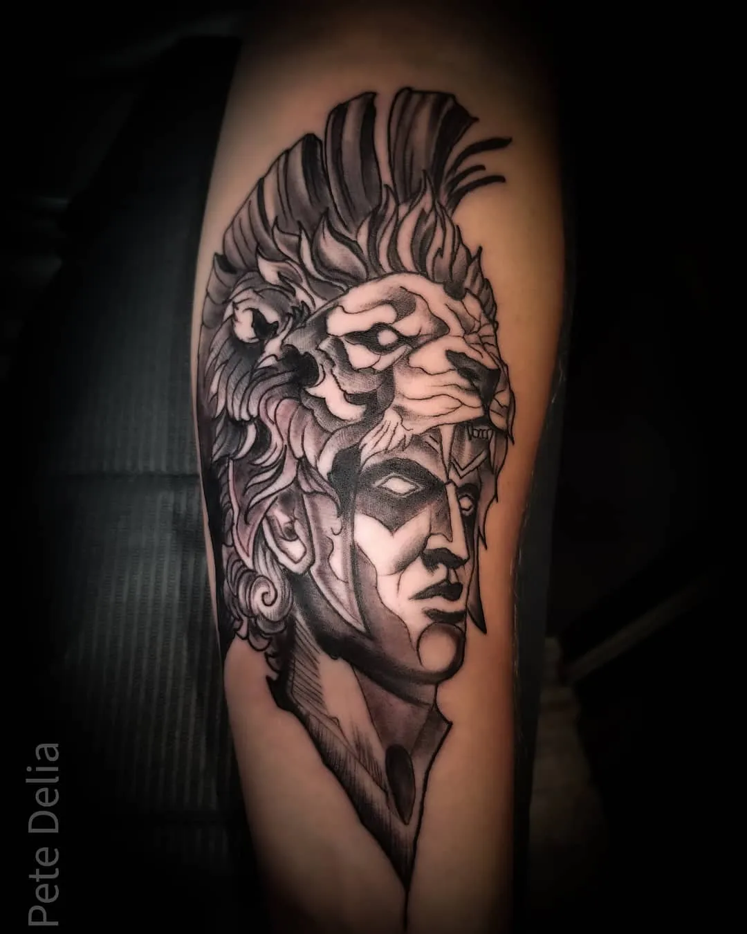 black & grey realism tattoo by Pete Delia at Fallen Raven Tattoo Studio in Simpsonville, SC