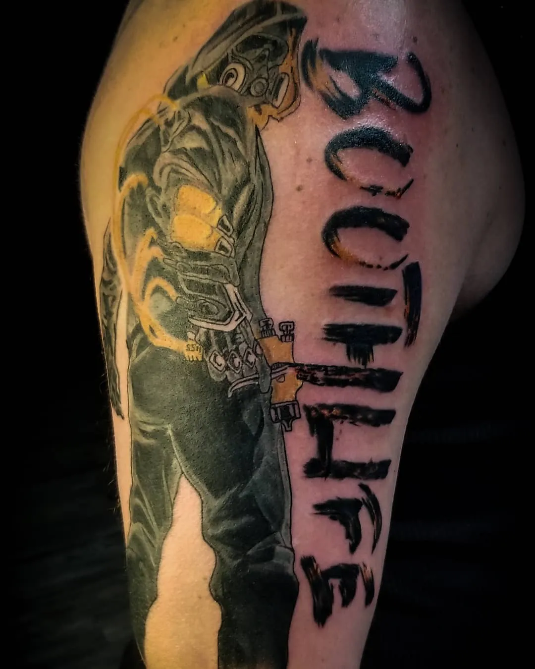 black & grey realism tattoo by Pete Delia at Fallen Raven Tattoo Studio in Simpsonville, SC
