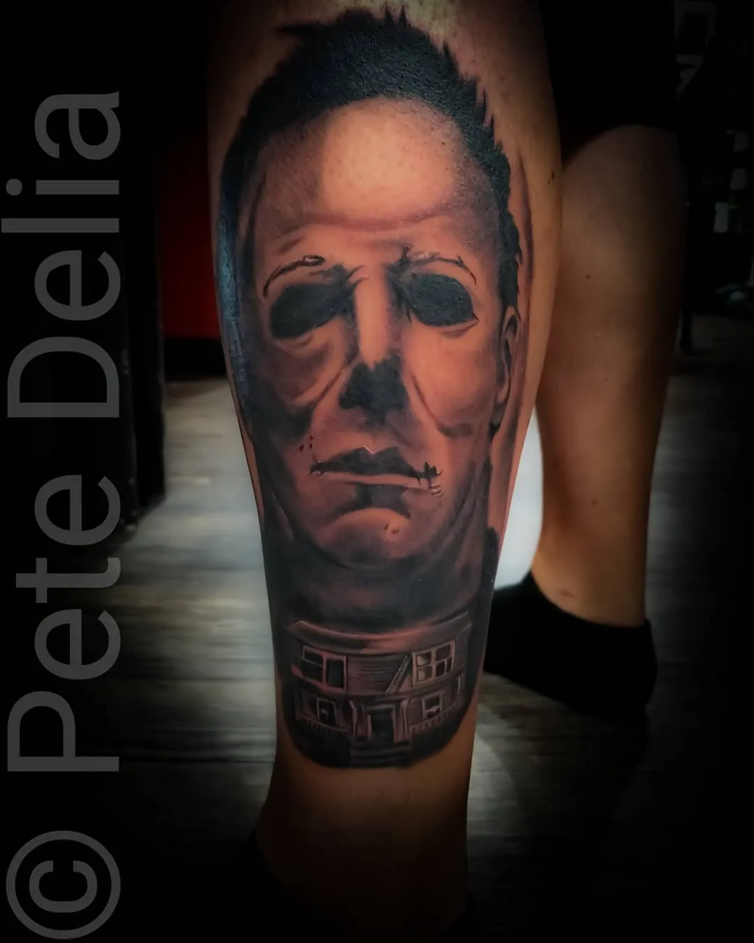 black & grey realism tattoo by Pete Delia at Fallen Raven Tattoo Studio in Simpsonville, SC