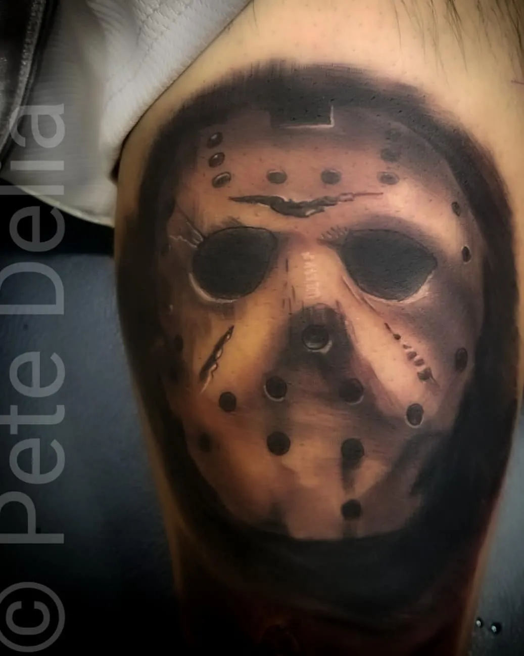 black & grey realism tattoo by Pete Delia at Fallen Raven Tattoo Studio in Simpsonville, SC