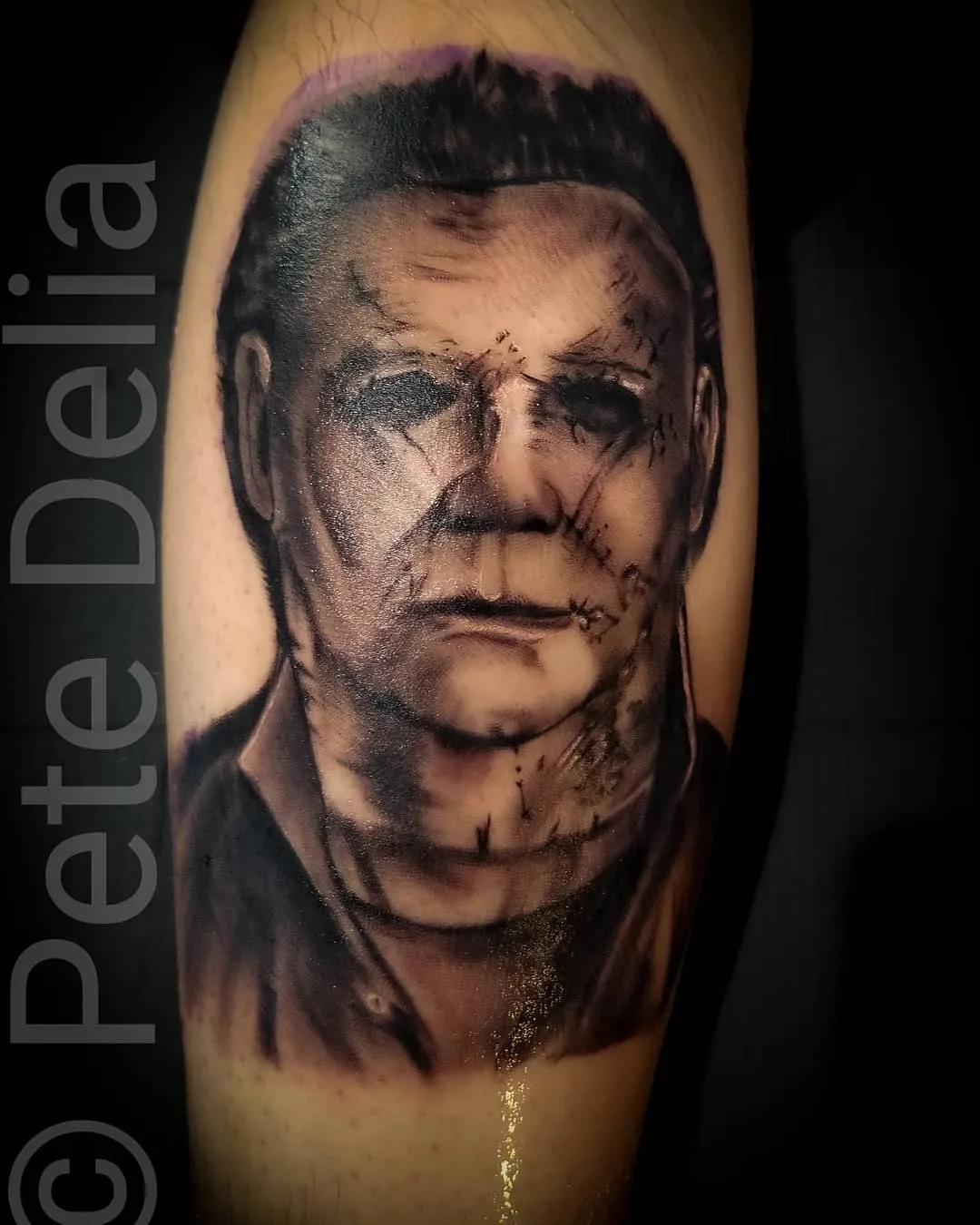 black & grey realism tattoo by Pete Delia at Fallen Raven Tattoo Studio in Simpsonville, SC