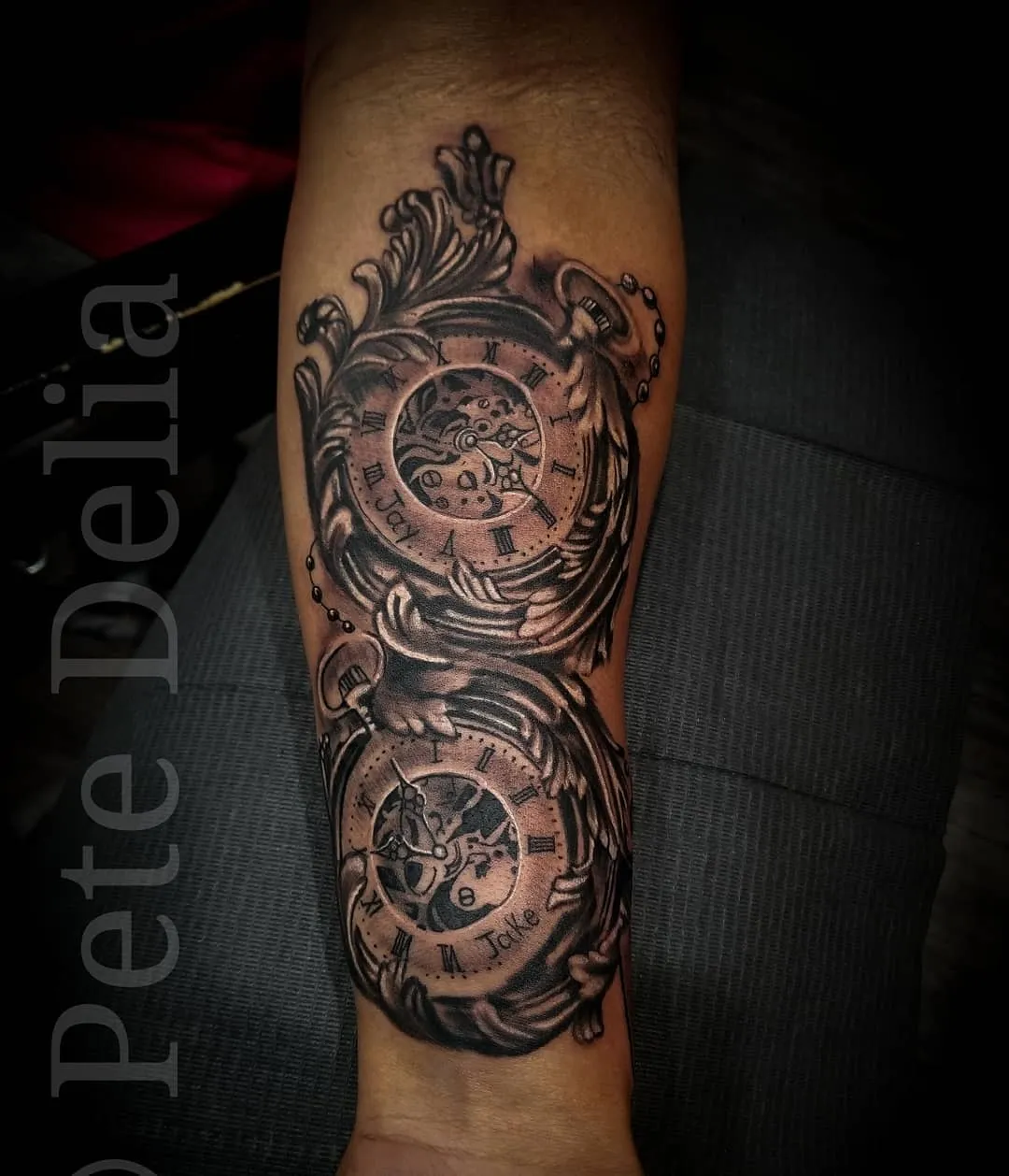black & grey realism tattoo by Pete Delia at Fallen Raven Tattoo Studio in Simpsonville, SC