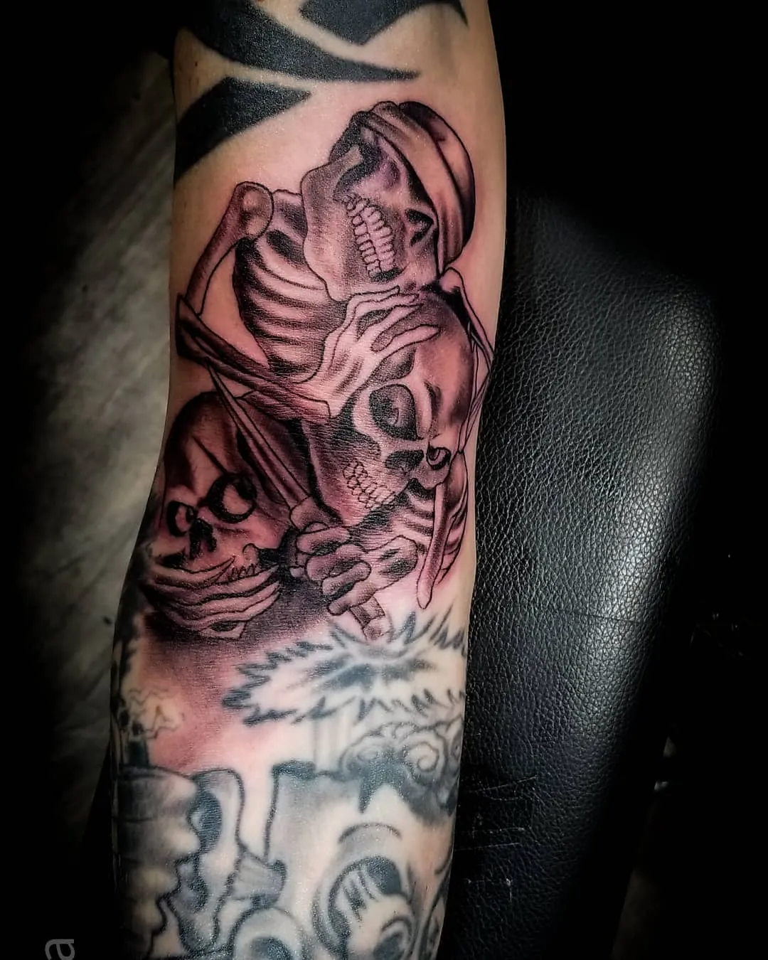 black & grey realism tattoo by Pete Delia at Fallen Raven Tattoo Studio in Simpsonville, SC