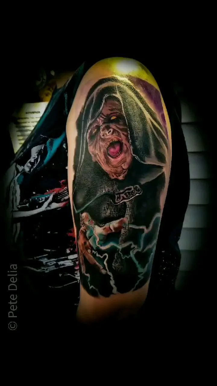 black & grey realism tattoo by Pete Delia at Fallen Raven Tattoo Studio in Simpsonville, SC