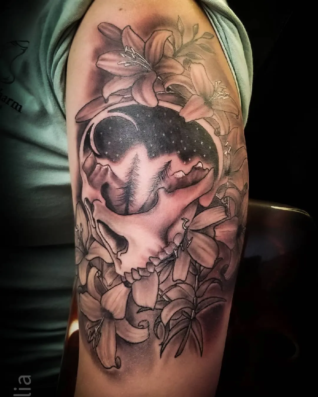 black & grey realism tattoo by Pete Delia at Fallen Raven Tattoo Studio in Simpsonville, SC