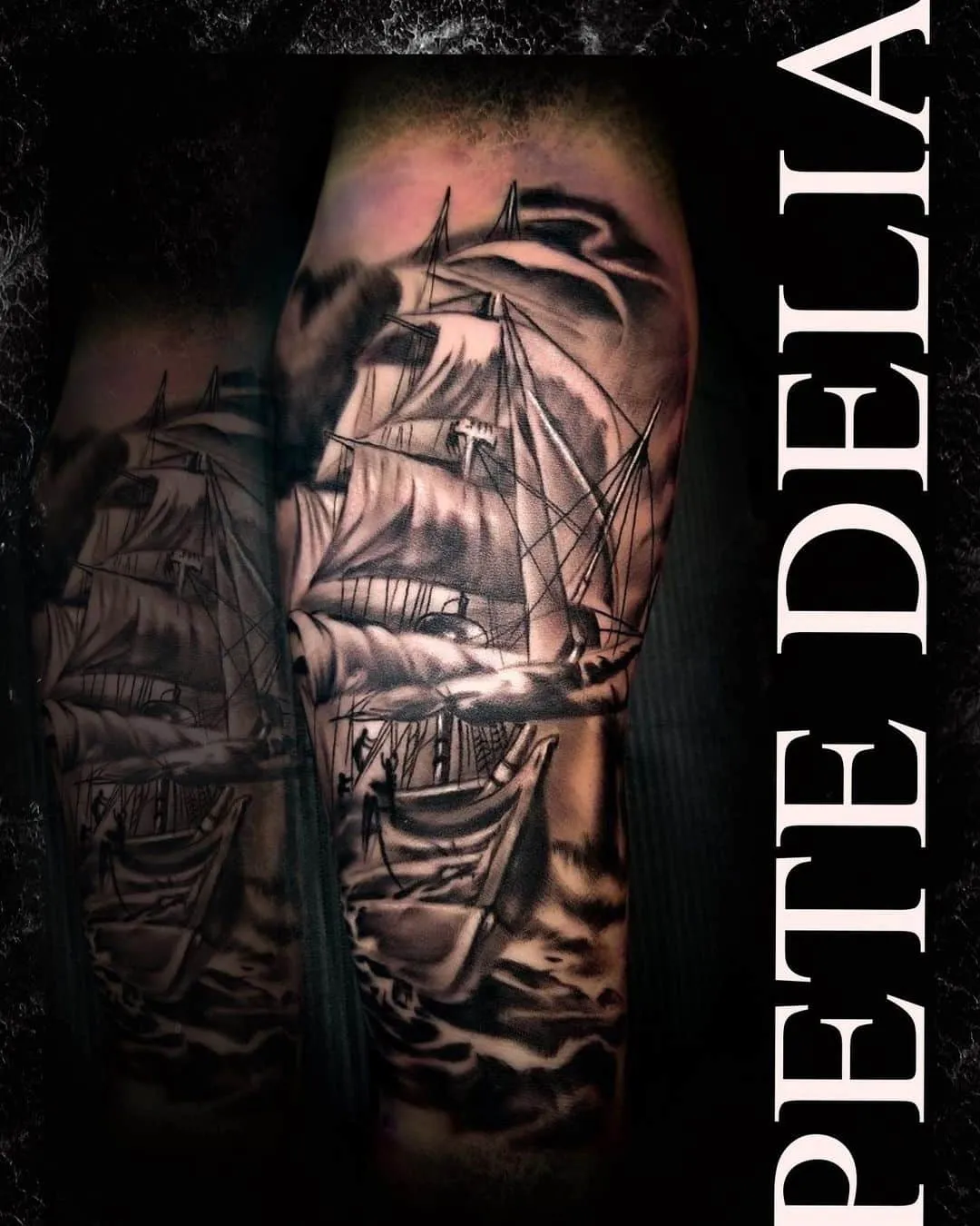 black & grey realism tattoo by Pete Delia at Fallen Raven Tattoo Studio in Simpsonville, SC