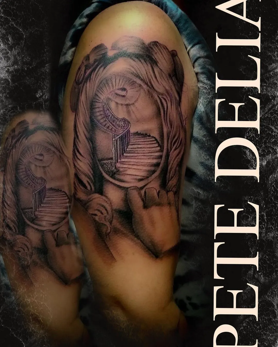 black & grey realism tattoo by Pete Delia at Fallen Raven Tattoo Studio in Simpsonville, SC