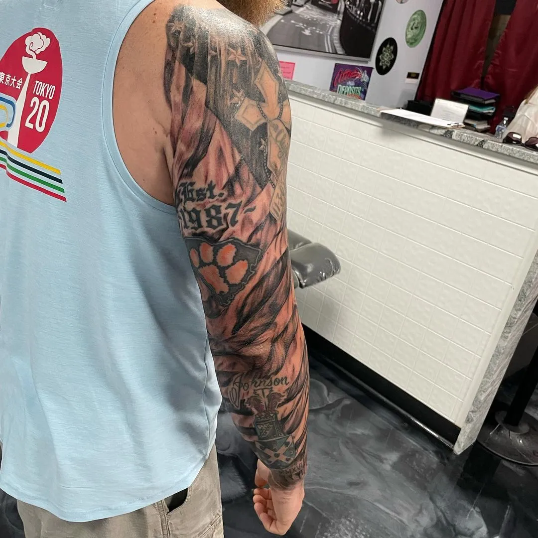 custom tattoos tattoo by TJ Cornelius at Fallen Raven Tattoo Studio in Simpsonville, SC