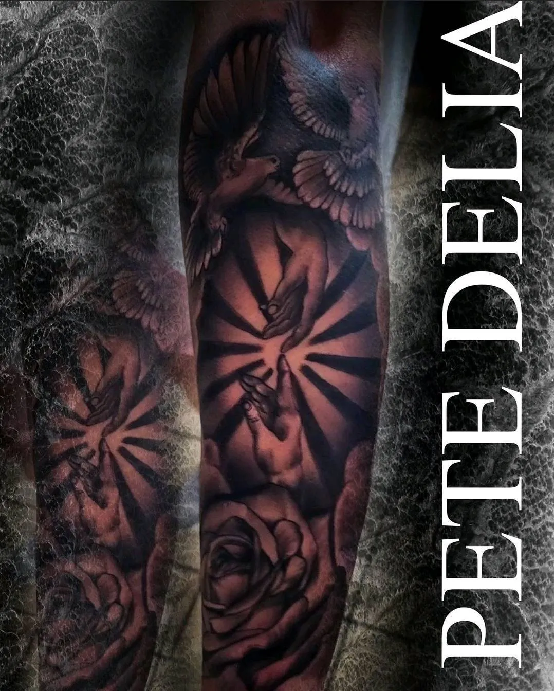 black & grey realism tattoo by Pete Delia at Fallen Raven Tattoo Studio in Simpsonville, SC
