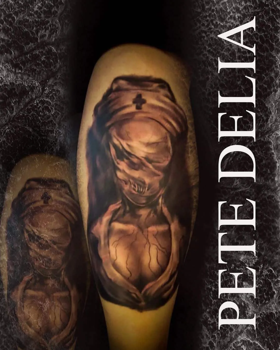 black & grey realism tattoo by Pete Delia at Fallen Raven Tattoo Studio in Simpsonville, SC