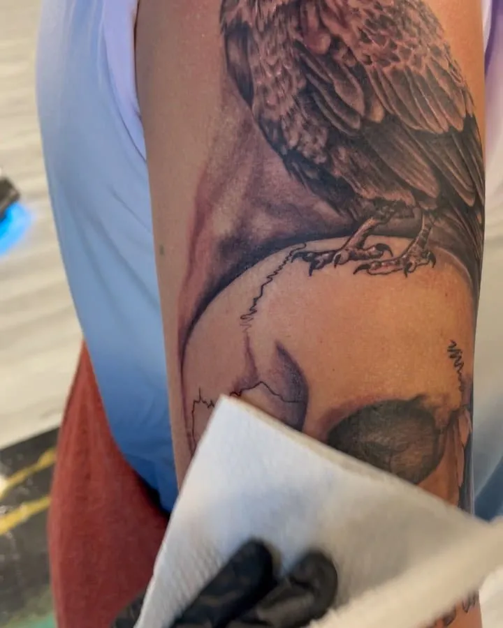 black & grey realism tattoo by TJ Cornelius at Fallen Raven Tattoo Studio in Simpsonville, SC